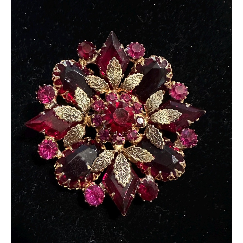 Juliana D&E Red Gold Flower Brooch Pendant